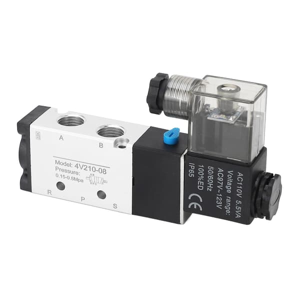 4V210‑08 Elektrisk magnetventil 2-positions 5-vägs cylinderstyrning backventil pneumatisk luftventil AC110V