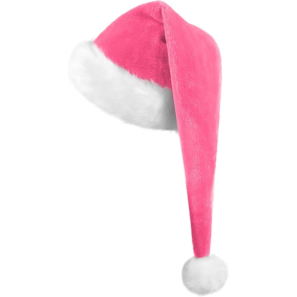 Julhatt Tomtehatt För Vuxna, Plus Lång Julhatt Lyxig Tomtehatt, Julpartyhatt För Män Och Kvinnor, Jultillbehör Rosa pink adult