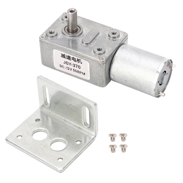 DC-växelmotor, enkel axel, CW CCW självlåsande snäckväxelmotor med bas för etikettskrivare, ugnar, 12 V, 50 RPM