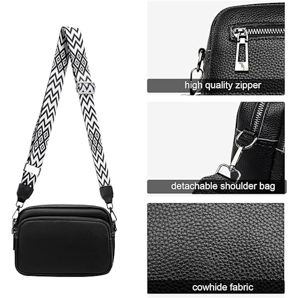 Crossbody tasker til kvinder - Læderhåndtasker og skuldertasker med justerbar bred rem Kamera Cross Body taske til damer piger rejse daglig