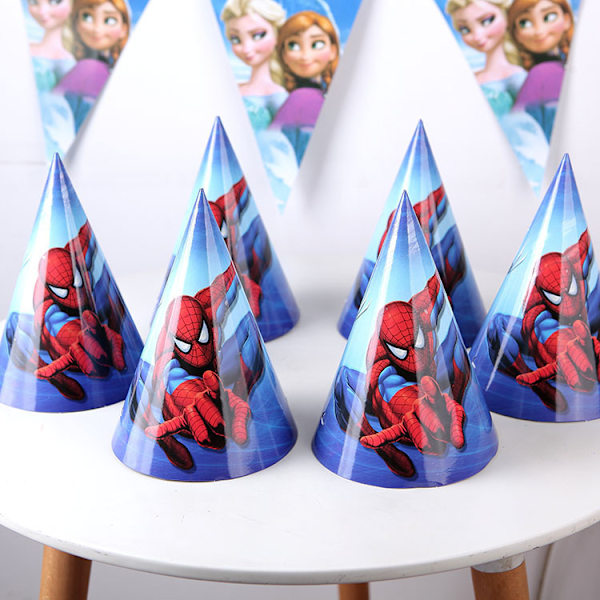 Spider-Man-tema födelsedagsfest dekorationer tillbehör pojke present Spider-Man h Spider-Man Hat 6pcs