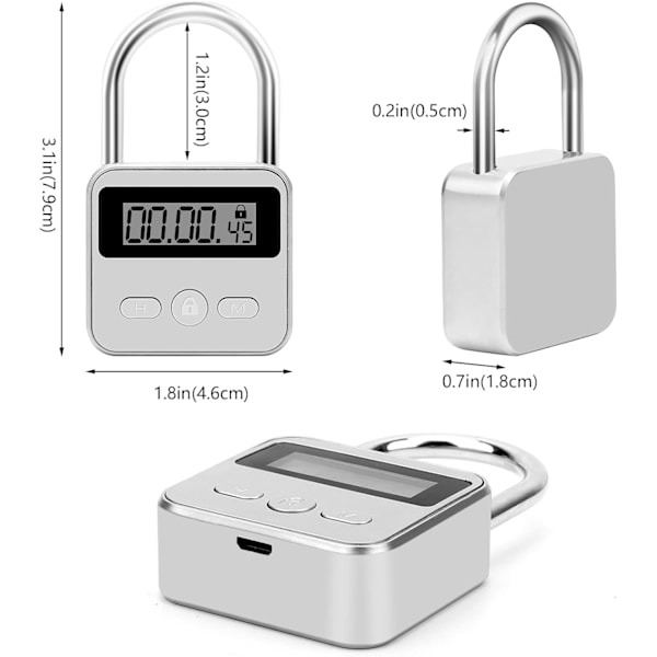 Metallisk tidslås - 99 timers tidslås (sølv)