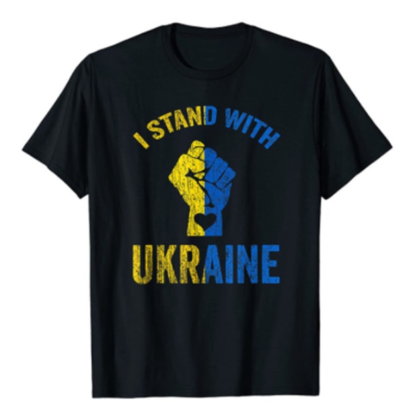 Ukraina T-skjorte Unisex Stil Casual Korte Ermer For Kvinner Menn Svart Black 4XL