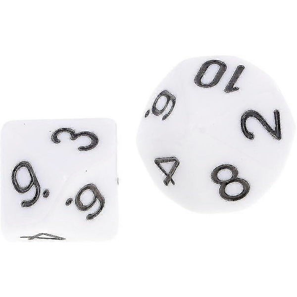 10 st 10-sidiga D10 polyedriska tärningar för rollspel och spel, vit{h}
