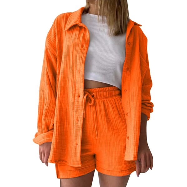 Damtröja och shortsset – Enfärgad långärmad vardagsoutfit*grå*M grey M