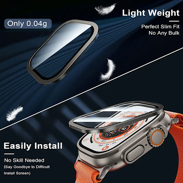 Skärmskydd för Apple Watch Ultra 49mm Tillbehör Metallstötfångare+härdat glas Skydd HD iWatch Ultra 49mm TitaniumB TitaniumB For Ultra 49mm