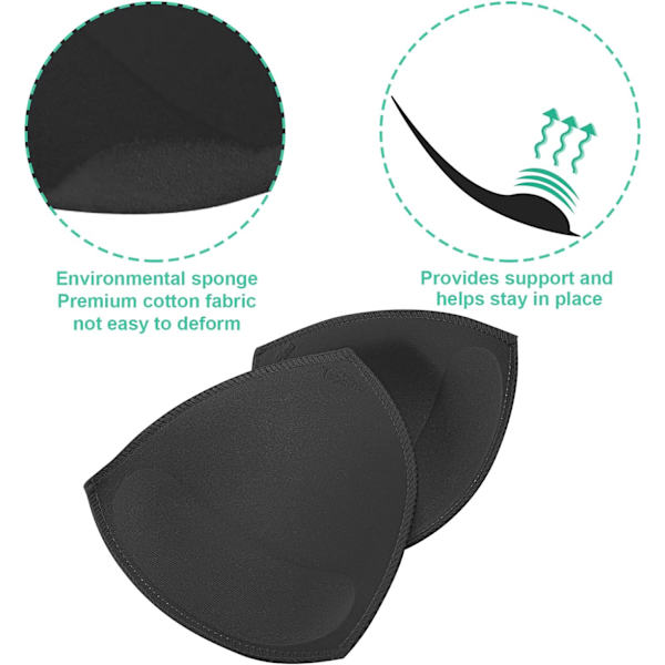 4 paria rintaliivien sisäpehmustetta, irrotettava urheilurintaliivin kuppi kolmio 4 paria hieronta musta 4 Pairs Massage Black B.C