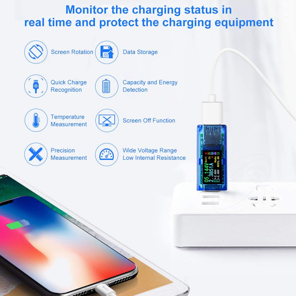 USB-digitaalinen jännitteen testaaja Multimetri 3,7-30V 0-4A USB-digitaalinen virta- ja jännitteen testaaja AT34 Päivitetty laturiilmaisin