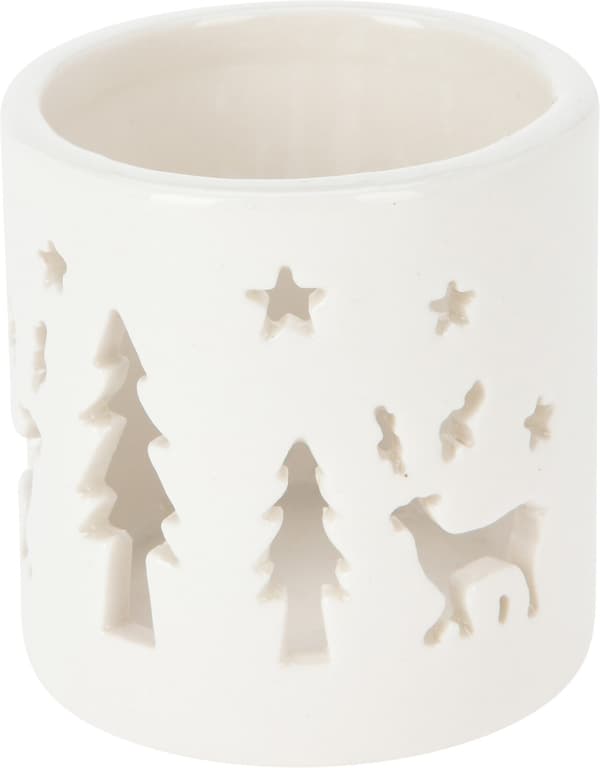 {hw} Lysestake Hvite Grantrær Prikker Jul 6 cm Hvit White Granar