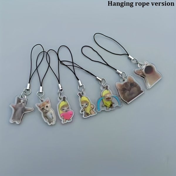 1/7 stk. Sød kat nøglering akryl sjov dyr nøglering ring pung taske telefon charm øretelefon etui B-7