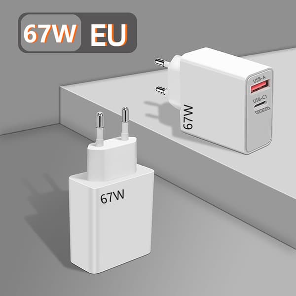67W Rask Lader USB Type C Laderadapter For iPhone 15 14 13 Hvit white EU