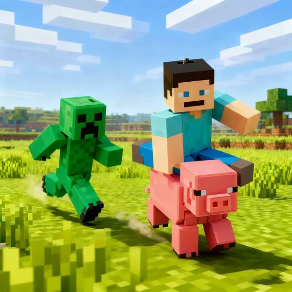 3D-printet Minecraft Creeper-figur med bevegelige ledd, samleobjekt actionfigurleketøy for spillfans White Chicken