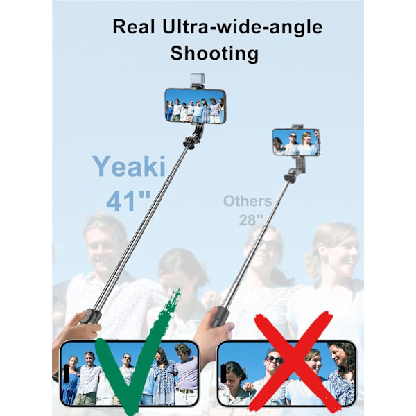 41\" Mobil stativ för iPhone, utdragbar Selfie Stick med W