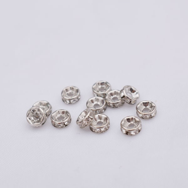 CDQ Distanspärlor lösa pärlor för smyckestillverkning 100-pack Silver 6 mmCDQ