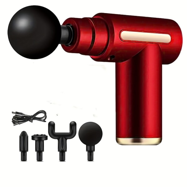 Powerful Professional Percussion Gym Sport Muscle Deep Tissue Fascia Gun Neck Back Muscle Deep Vibration Pocket Massager Gun for Office Gifts Red