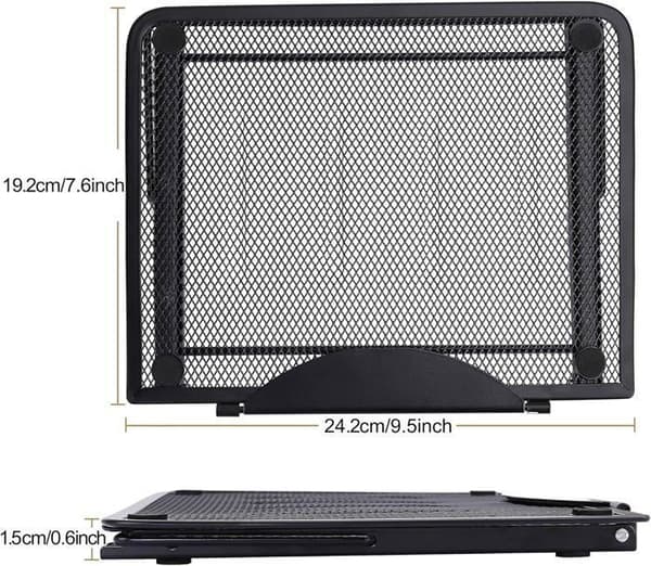 Multi-vinkel laptopstativ i rustfrit stål, justerbart, ergonomisk, letvægts, ventileret, sort