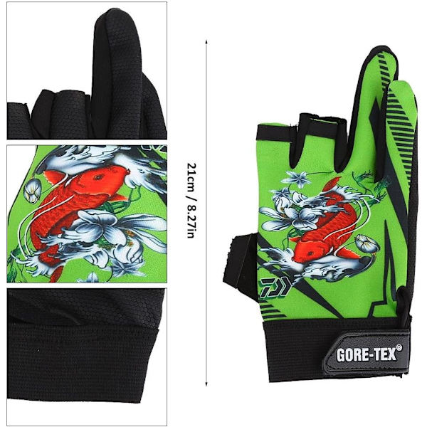 Fiskehandsker med tre fingre, skridsikre fiskefingerhandsker, fiskegrej med skæredesign (grøn)[qb]