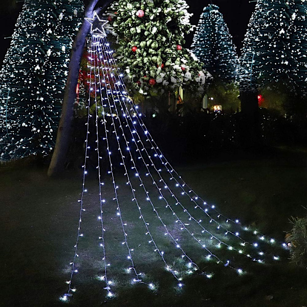 Julstjärna Utomhusbelysning, 320 LED 5m Julgransljus [8 lägen & Vattentät] för Halloween Jul Nyår Semester (Järn)