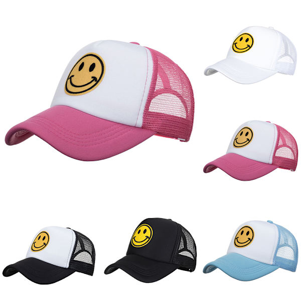 Smiley basebollkeps keps casual justerbar Black and white