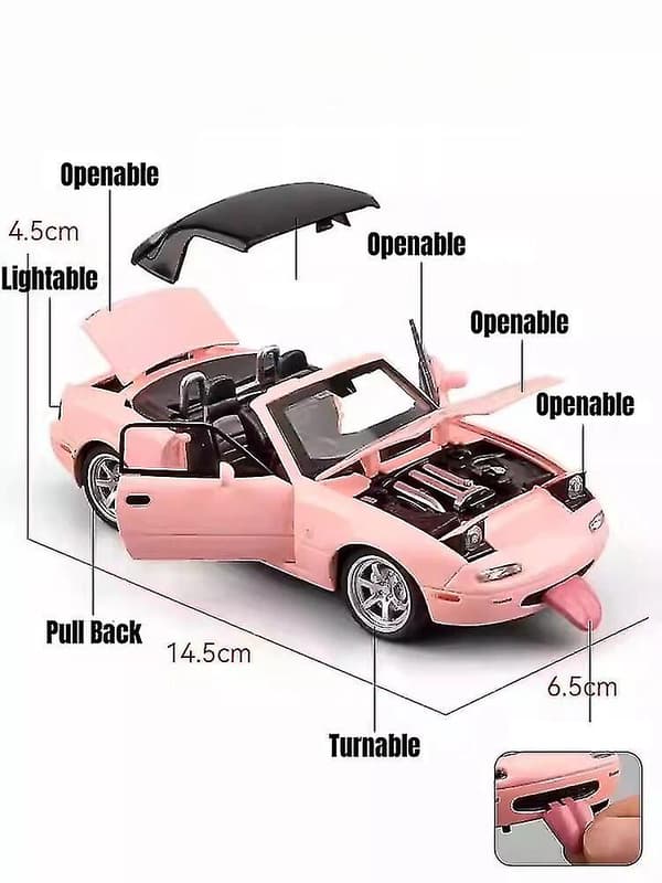 Miniature Mazda MX-5 Metal Modelbil med Lyd & Lys, Legetøjsbil med Åbningsdøre til Børns Samling[qb] WHITE