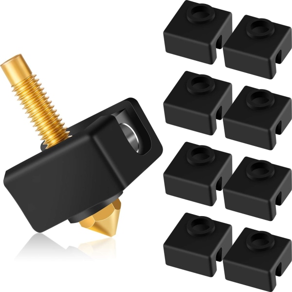 10 3D-skrivarstrumpor Skydd Värmeblockskydd Kompatibel med Creality CR-10, MK7/8/9, S4 S5, Anet A8, Hotend Extruder (Svart)
