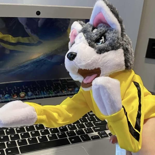 Kung Fu Husky Handskar Docka-Handdocka Ljud Boxningshund Handdocka Leksak