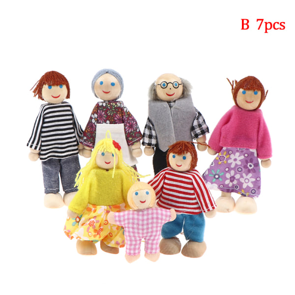 Puisia nukkeja leluja figuureja huonekaluja talo perhe miniatyyri 7 ihmistä nukke lelu lapsille lapsenlapsille Brinquedos Infantis lelu B