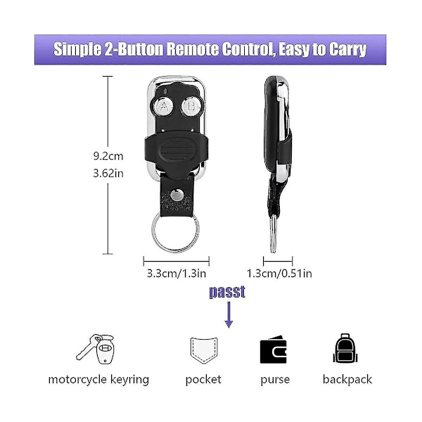 Kompatibel med 371LM 373LM Lilla Lær-knap Garageportåbner Fjernbetjening 315MHz Security+ , 2 Pak