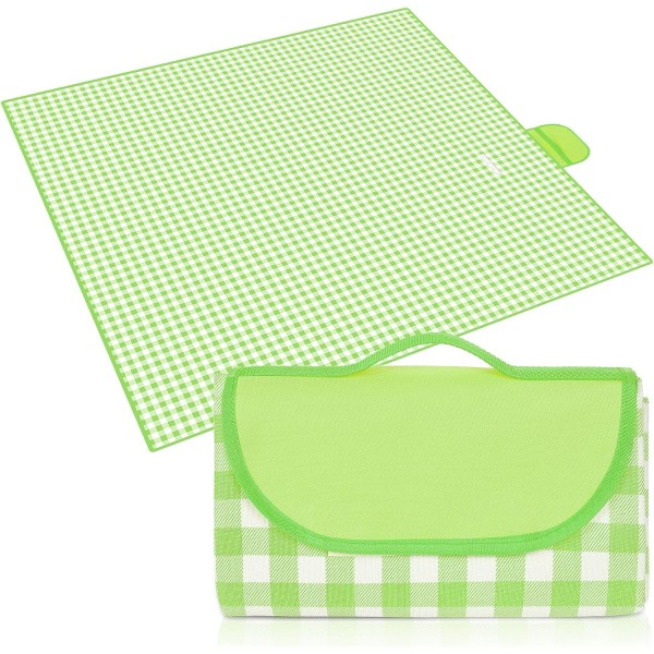 200 * 200 cm grön och vit picknickfilt, hopfällbar picknickfilt