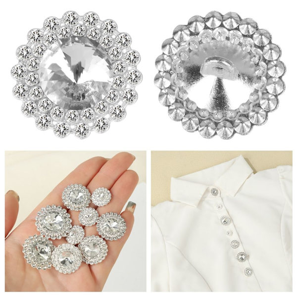10 stk/sett metall rhinestone knapper skjorteknapper 25MM - Perfekt