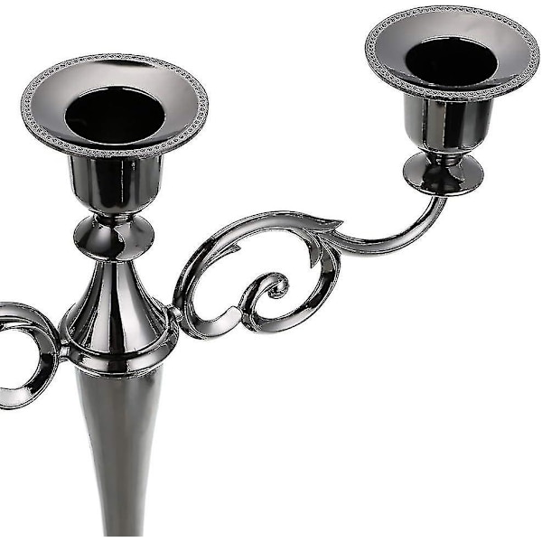 Arm Metal Candelabra Ljusstake Silver Europeisk Elegant Ljusstake Ljusstativ för Bröllop Matbord Julfest Heminredning Svart
