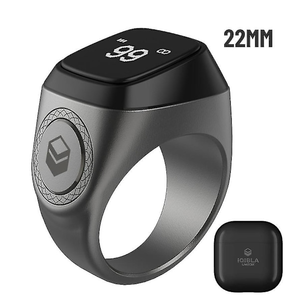 Vattentät Iqibla Zikr 1 Tasbih Smart Ring För Muslimer Räknare Black 22MM