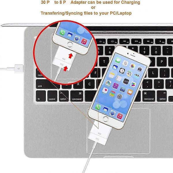Lightning till 30-Pin Adapter Stöder Laddning Dataöverföring Kompatibel För iPhone iPad IPod 11 XS X 8 7Plus 6S 6S Plus 5S SE '-MM