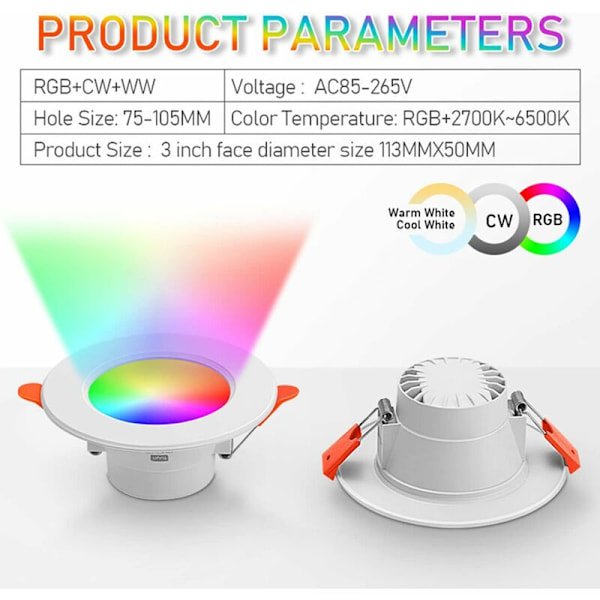 MINKUROW Trådløs Smart Downlight Farve LED Indbygget Lys Rundt Loftslys Smart Home Belysning Rgbcct Tuya Dæmpbar Downlight