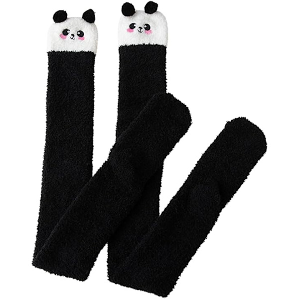 1 par knähöga strumpor för kvinnor (svarta), knähöga strumpor, Panda Soc