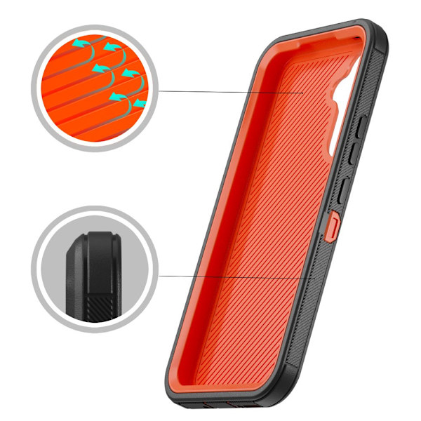 TASHHAR Samsung Galaxy A54 5G Fodral med Bältesklämma Holster Militärklass Tungt 3 i 1 Stöttålig Pansar Robust Hållbar för Galaxy A54 5G blackorange
