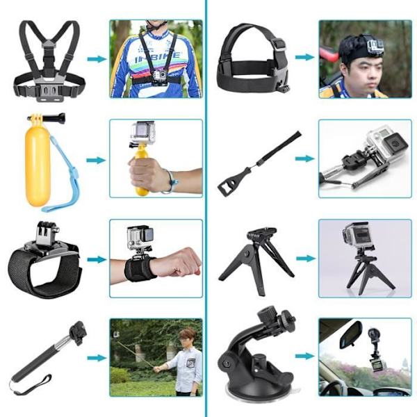 Neewer 21-in-1 ulkoilun urheilutarvikesarja GoPro Hero 4 3+ 3 2 1 -kameroille