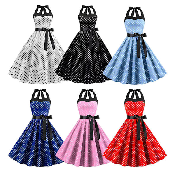 Dam Polka Dot BH Klänning VIT WHITE M