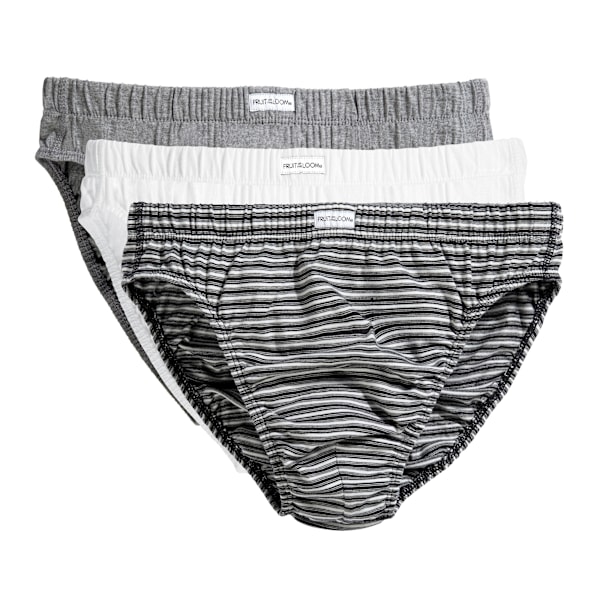 Fruit Of The Loom Classic Briefs för män (3-pack) Varje/ Svart/Vit Randig Black/White Stripe S