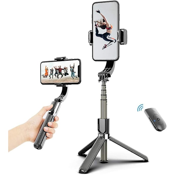 3 i 1 Telefon Gimbal Stabilisator Selfie Stick Stativ 86 Cm 5-delt Med Fjernudløser Telefonklemme Smart Roterende Kompatibel med iPhone Samsung Huawei S