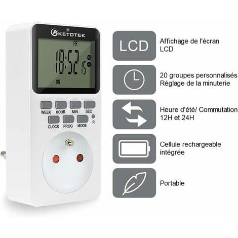 Plug-in digital timer stikkontakt 16A 3600W LCD-skjerm 20 grupper på/av sannsynlig timer 24 timer 7 dager AC220V energisparende