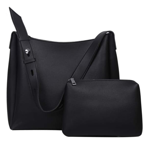 Læder Tote Taske Skuldertaske SORT black