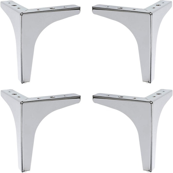 4x Sängmøbelben 10cm Sølvben til Sofa Moderne Garderobe m