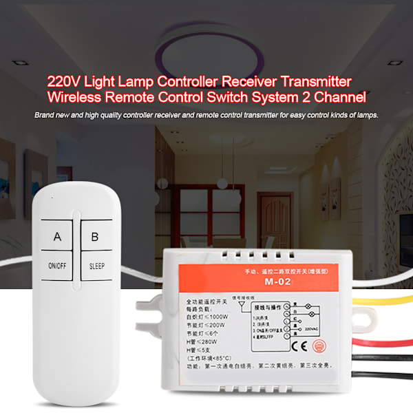 220V lyspære controller modtager sender trådløs fjernbetjening switch system 2 kanal