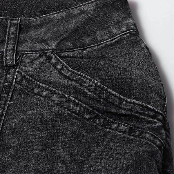 Kvinnors låga utsvängda jeans stretchiga jeans klockbottnar svart svart Black 3XL