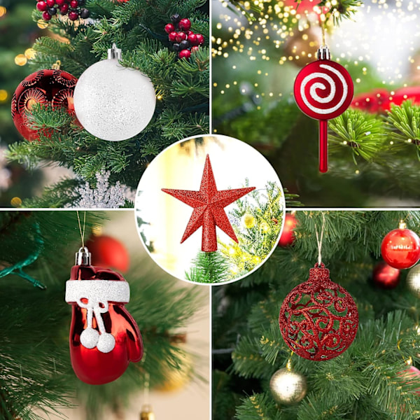 Julgranskulor, 130 st röda och vita jul