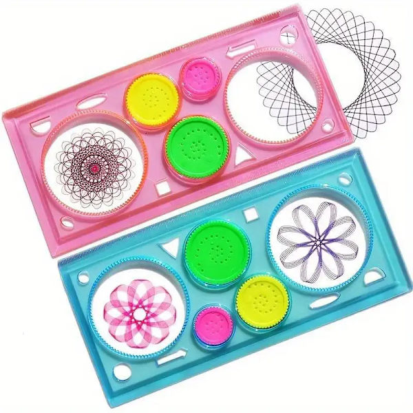 1 st Kalejdoskop Magisk Linjal Set Geometrisk Spiral Ritningsmall Universell Handskriven Tidning Målning Målningssmall Färg Slumpmässig