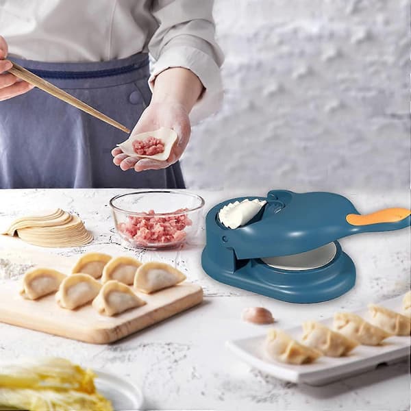 2-i-1 Dumpling Maker, Kjøkkenredskap for Dumplinglaging, Dumplingform, Dumpling Skin Maker Dumplingformer Blue