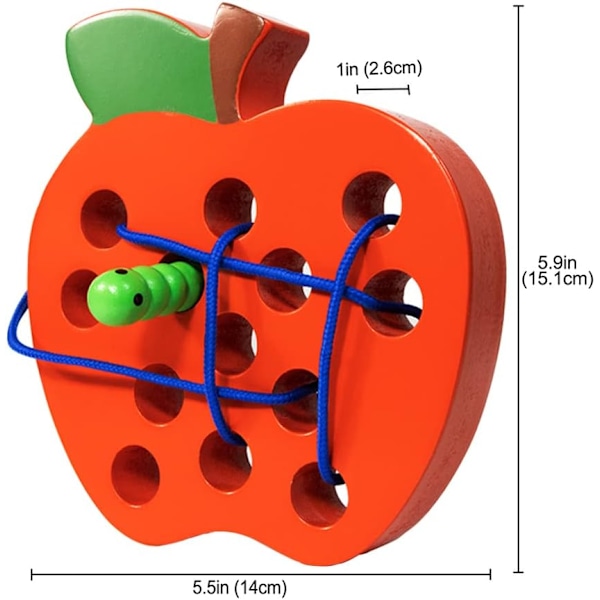 Träsnörning Äpple Trådning Leksaker Trä Snörning Block Pussel Form Resa Spel Leksaker Tidig Inlärning Finmotorik Utbildningsgåva för 3 4 5 År Gammal