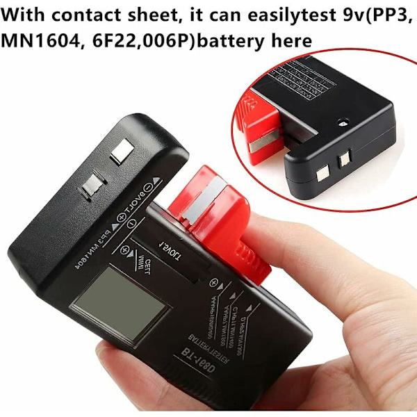 Digital batteritester - Universal batteritester til AA, AAA, C, D, PP3, 9V, 1,5V, knapcelle batterier